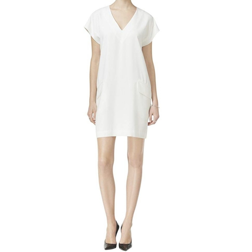 Bar III Cap Sleeve White Shift Dress